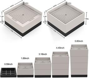img 2 attached to Регулируемые квадратные подъемники мебели для кроватей - 8 пакетов бежевого цвета, выдерживающие тяжести до 1323 фунтов, высота подъема от 0,6 до 5,8 дюймов - идеально подходят для поддержки ножек дивана, стола, шкафа и стула.