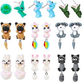 img 4 attached to NEWITIN Animal Earrings Hypoallergenic Cartoon