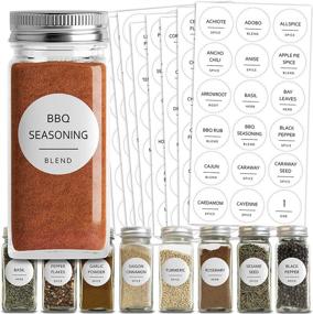 img 4 attached to 🌶️ Talented Kitchen 144 Preprinted Minimalist Black Text Spice Jar Labels – Round White Labels for Water Resistant Spice Rack Organization, Fits Spice Jar Lids – Perfect for Seasoning, Herbs, and Spices.