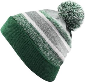 img 4 attached to Optimized for SEO: The Hat Depot Kids Winter Beanie with Cuffed Knit Stripe and Pom