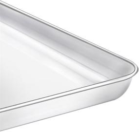 img 2 attached to 🍪 HEAHYSI Mini Stainless Steel Baking Sheets, Small Cookie Sheets, Toaster Oven Tray Pan Rectangle Size 9.4Lx7Wx1H inch By, Non-Toxic & Healthy, Superior Mirror Finish & Easy Clean, Dishwasher Safe - Ideal for Healthy Baking and Easy Cleaning