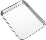 🍪 heahysi mini stainless steel baking sheets, small cookie sheets, toaster oven tray pan rectangle size 9.4lx7wx1h inch by, non-toxic & healthy, superior mirror finish & easy clean, dishwasher safe - ideal for healthy baking and easy cleaning logo