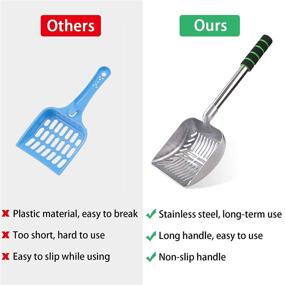 img 2 attached to Onlyoung Metal Adjustable Cat Litter Scoop: Long Handle, Non-Stick Stainless Steel, Foam Padded Grip, Heavy Duty Pet Poop Shovel