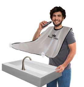 img 4 attached to 🧔 White Beard Apron with Clippings Catcher Bag I Grooming Cape I Shaving Beard Catcher I Non-Stick Trimming Cape for Men I Perfect Gift