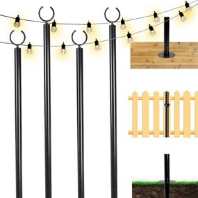 img 4 attached to Enhance Your Outdoor Ambiance with TPSHKE String Light Poles (4 x 10 FT) - Perfect for Garden, Terrace, Weddings, Parties, and Birthdays - Heavy-Duty Design for Universal Scene Installation (4 Packs)