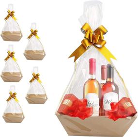 img 4 attached to 🎁 Complete Gift Basket Kit: 5 Empty Baskets, 5 Bags, and 5 Bows Included!