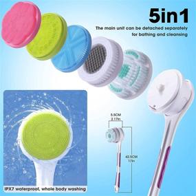 img 1 attached to 🧼 SoulBay Rechargeable Electric Body Brush with Long Handle: IPX7 Back Brush, 5 Attachments for Exfoliating, Spin Scrubber for Shower Bathing, Cleansing, and Deep Cleaning Wash