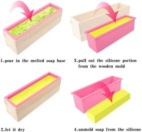 img 3 attached to 🧼 YGEOMER 42oz Soap Molds 2pcs - Silicone Rectangular Loaf Soap Mold with Wooden Boxes, 2 Cutters and 100pcs Bags - Ideal for Soap Making