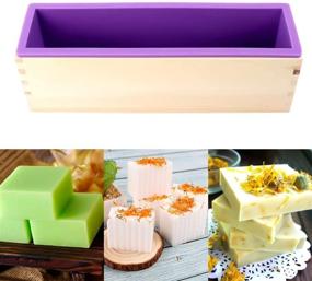 img 1 attached to 🧼 YGEOMER 42oz Soap Molds 2pcs - Silicone Rectangular Loaf Soap Mold with Wooden Boxes, 2 Cutters and 100pcs Bags - Ideal for Soap Making