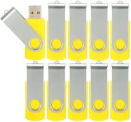 алихэлан 10 шт. 4 гб флеш-накопителей usb - usb 2.0 поворотный накопитель thumb drive объемом 4 гб с магнитным замком - пакет из 10 штук, желтого цвета логотип