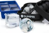 sumpri ice cube tray, silicone sphere whiskey ice ball maker mold with lid [set of 🍺 2] large ice cube trays novelty, big square ice cube mold for cocktails, reusable & bpa free (blue) logo