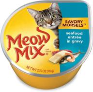 🐱 meow mix savory morsels seafood entrée in gravy wet cat food cups - 2.75 oz (pack of 12) логотип