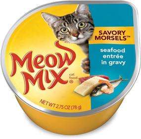 img 1 attached to 🐱 Meow Mix Savory Morsels Seafood Entrée in Gravy Wet Cat Food Cups - 2.75 Oz (Pack of 12)