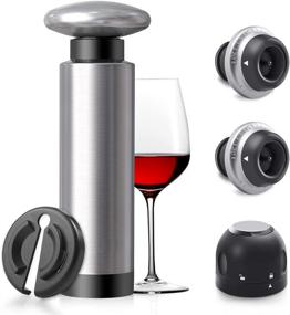 img 4 attached to 🍷 Wine Saver Kit 1: Vacuum Pump with Stoppers, Foil Cutter & Champagne Stopper - Preserve and Keep Wine Fresh with Stainless Steel Wine Preserver