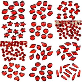 img 2 attached to 💎 Sparkling 300-Piece Red Crystal Rhinestone Set: Flatback Non Hotfix Gems in Various Shapes & Sizes