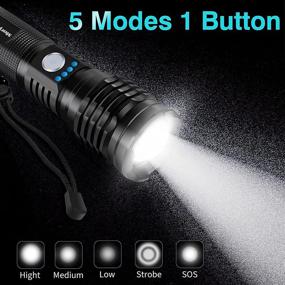 img 3 attached to 🔦 Morpilot Rechargeable LED Flashlight, High Lumens, Zoomable, 5 Modes, IPX4, LED Flashlight with 26650 Battery, Waterproof Tactical Handheld Flashlight for Emergency and Hiking Situations