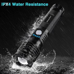 img 1 attached to 🔦 Morpilot Rechargeable LED Flashlight, High Lumens, Zoomable, 5 Modes, IPX4, LED Flashlight with 26650 Battery, Waterproof Tactical Handheld Flashlight for Emergency and Hiking Situations