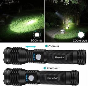 img 2 attached to 🔦 Morpilot Rechargeable LED Flashlight, High Lumens, Zoomable, 5 Modes, IPX4, LED Flashlight with 26650 Battery, Waterproof Tactical Handheld Flashlight for Emergency and Hiking Situations