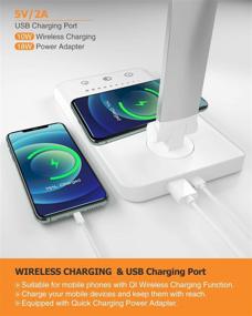 img 3 attached to Wireless Charging LED Desk Lamp with USB Port, 5 Lighting Modes & Brightness Levels, Touch Control, Timer, Eye-Caring Design - Ideal Home Office Desk Light with Adapter