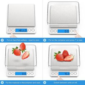 img 2 attached to KPafory USB Kitchen Scale: Digital Baking Scale with 3000g Precision, LCD Display and 9 Units – Stainless Steel Food Scale with Tare and PCS Function – Includes Batteries and 2 Trays