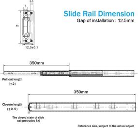 img 2 attached to YENUO Полнофункциональные выдвижные направляющие с открытием на нажатие, боковое монтаж - доступны длиной 12-24 дюйма, дизайн без ручки, шариковые металлические черные направляющие, проводящий рельсовый гид-ползун, с усиленной нагрузкой до 100 фунтов - включает 1 пару (14 дюймов)