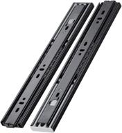 yenuo push to open drawer slides full extension side mount - available in 12-24 inches, handleless design, ball bearing metal black rails track guide glides runners, heavy duty 100 pound capacity - includes 1 pair (14 inch) logo