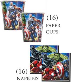 img 1 attached to Superhero Avengers Party Supplies and Decorations for Marvel-Themed Birthday Party, Ideal for Boys and Girls, Effortless Assembly and Disassembly Includes Plates, Napkins, and Cups, Serves 16 Guests