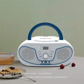 img 3 attached to 🎵 Versatile LONPOO Boombox: CD Player with Bluetooth, FM Radio, USB, AUX-in & Headphone Output - White
