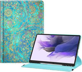 img 4 attached to Fintie 360 Degree Swiveling Stand Cover Auto Sleep/Wake for Samsung Galaxy Tab S7 FE 12.4 inch 2021 (SM-T730/T733/T736/T738) & Galaxy Tab S7 Plus 2020 - Shades of Blue