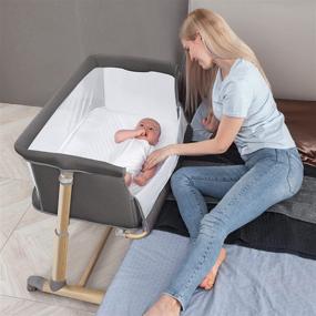 img 3 attached to RONBEI Bedside Bassinet for Newborns - Baby Bassinets with Built-in Wheels for Easy Mobility and Infant Crib Attachment