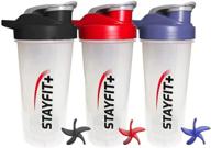 🏋️ stayfit classic loop top protein shaker bottle, 24-ounce pack of 3 - ideal for gym, travel, and work. includes 3 mixing balls for effortless protein mixing. logo