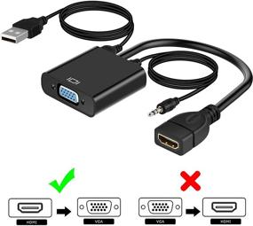 img 3 attached to 🔌 Адаптер HDMI к VGA Avedio Links: активный преобразователь для HD 1080P@60Hz, поддерживает аудио - идеально подходит для ТВ-приставки, Raspberry Pi, ноутбука, Chromebook, Roku, Xbox (включает кабель аудио 3,5 мм)