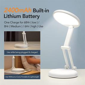 img 1 attached to Одно Огонь Светодиодная настольная лампа с USB-зарядкой, компактная и складная, 8 уровней яркости, заботящаяся о глазах учебная настольная лампа, милый аккумуляторный настольный светильник для стола.