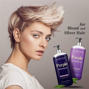 img 2 attached to 🌸 Majestic Pure Purple Shampoo and Conditioner Set for Color Treated Hair - Lightens Blonde, Platinum, Ash, Bleached, Brunette, Highlights, Gray and Silver Hair - Eliminates Brassy Yellow Tones - Sulfate and Paraben Free - 16 fl oz Each