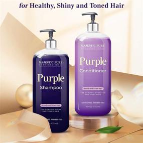 img 3 attached to 🌸 Majestic Pure Purple Shampoo and Conditioner Set for Color Treated Hair - Lightens Blonde, Platinum, Ash, Bleached, Brunette, Highlights, Gray and Silver Hair - Eliminates Brassy Yellow Tones - Sulfate and Paraben Free - 16 fl oz Each