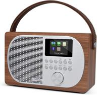 📻 lemega m2p internet radio: bluetooth speaker & portable digital radio with fm, headphone out, alarms clock, rechargeable battery, colour display, app control - walnut finish logo