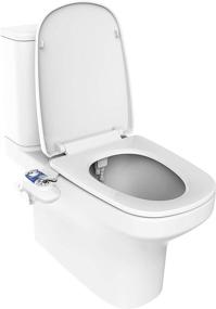 img 1 attached to 🚽 KoveredCare Dual Nozzle Hot and Cold Water Non-Electric Mechanical Bidet Toilet Attachment - Easy Installation, Blue/White