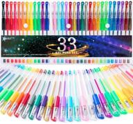 ✒️ fine point gel pens, 33 colored gel pen set with extra ink for adult coloring books, drawing, doodling, scrapbooking, journaling logo