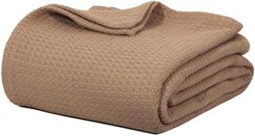 img 2 attached to 🛌 Urban Style Decor Ring Spun Woven Waffle Cotton Blanket: Cozy & Breathable Thermal Throw for Bed & Couch - Stone, Queen 90 x 90 Inches