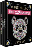 📘 set of 3 adult coloring books - 120 unique designs of animals, scenery, and mandalas for relaxation. coloring books for adults for improved seo. logo