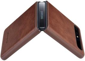 img 1 attached to KEZiHOME Genuine Leather Samsung Galaxy Z Flip Case - Minimalist Slim Phone Cover (Brown)