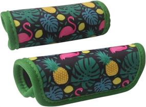 img 2 attached to Luggage Wraps (2 Pack): Stylish and Comfortable Neoprene Flamingo Design