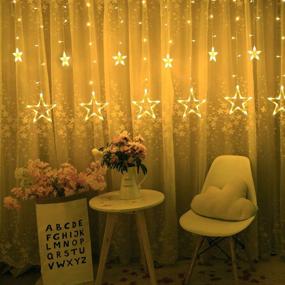 img 3 attached to BHCLIGHT Curtain String Lights - 138 LED Star Lights with 12 Stars, 8 Lighting Modes, Waterproof Window Lights for Bedroom Ramadan Decorations, Wedding, Garden, Christmas Decor - Warm White