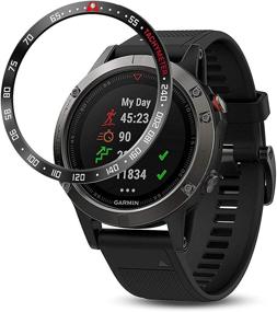 img 4 attached to 📿 BaiHui Titanium Metal Bezel Ring for Garmin Forerunner 935/945/Fenix 5/5 Plus - Anti Scratch & Collision Protector