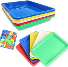 img 4 attached to 🎨 10 Pieces Multicolor Plastic Art Trays - Activity Trays for Crafts, Painting, Beads, and DIY Projects - Organizer Serving Tray