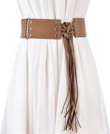 👗 stylish retro wide waist belt with tassel decoration for women's dresses - brown logo