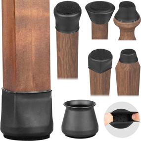 img 4 attached to Premium Chair Leg Floor Protectors: Silicone Leg Caps for All Chair Shapes, Enhanced Furniture Table Chair Leg Covers for Hardwood Floors, 16-Pack, Black