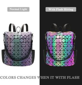 img 3 attached to PYFK Geometric Holographic Reflective Crossbody Backpacks