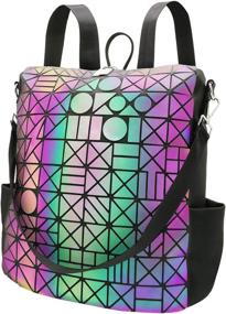 img 4 attached to PYFK Geometric Holographic Reflective Crossbody Backpacks