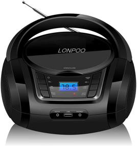 img 4 attached to Versatile LONPOO CD Player Portable Boombox with FM Radio, USB, Bluetooth, AUX Input, and Earphone Jack Output – Stereo Sound Speaker & Audio Player, Black